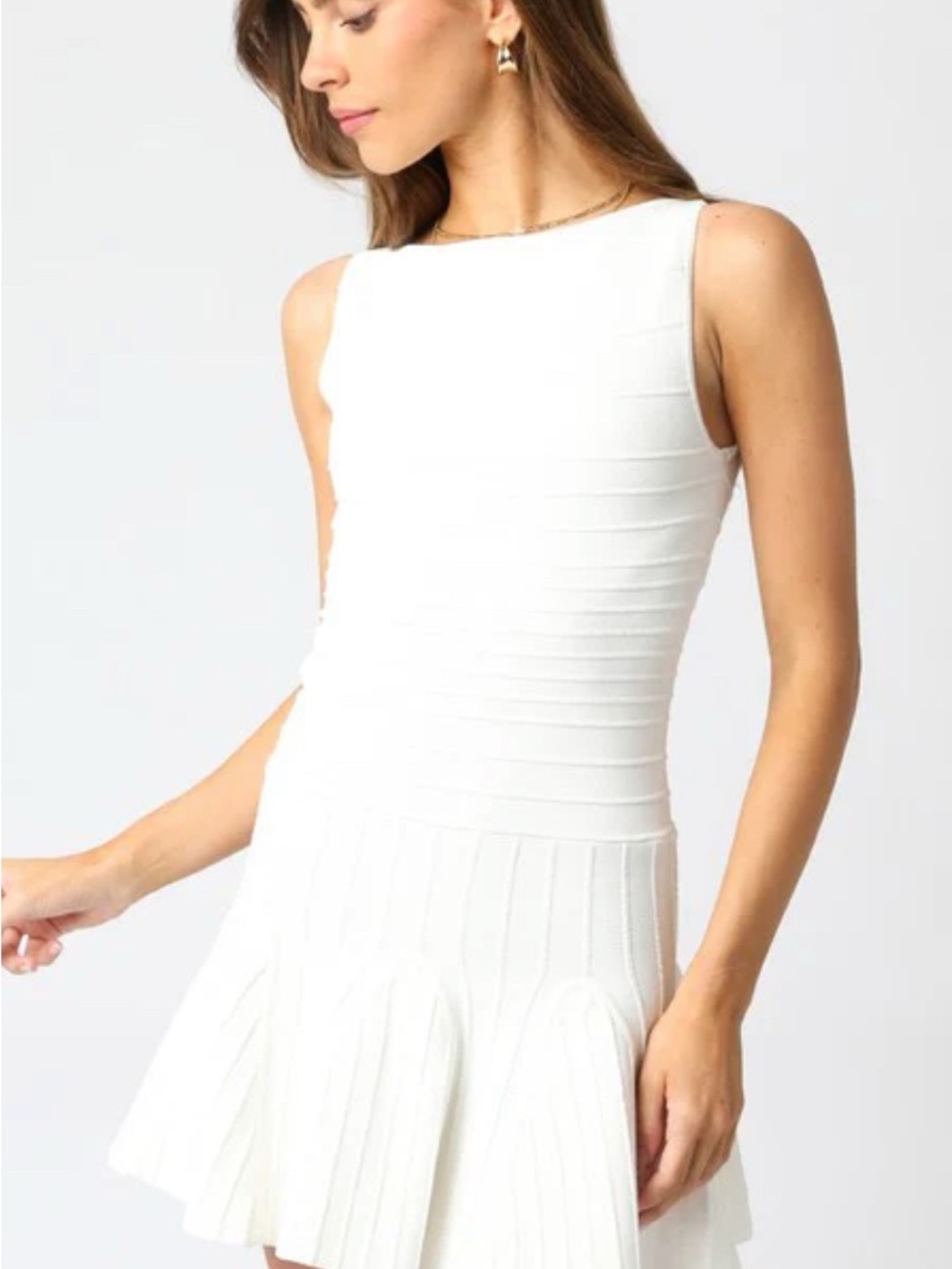 Lele White Textured Strapless Dress